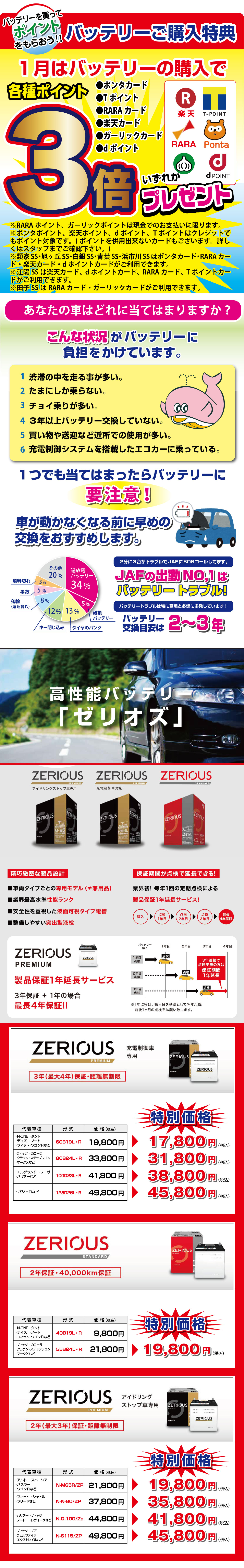 1月のキャンペーン バッテリー - 株式会社七洋